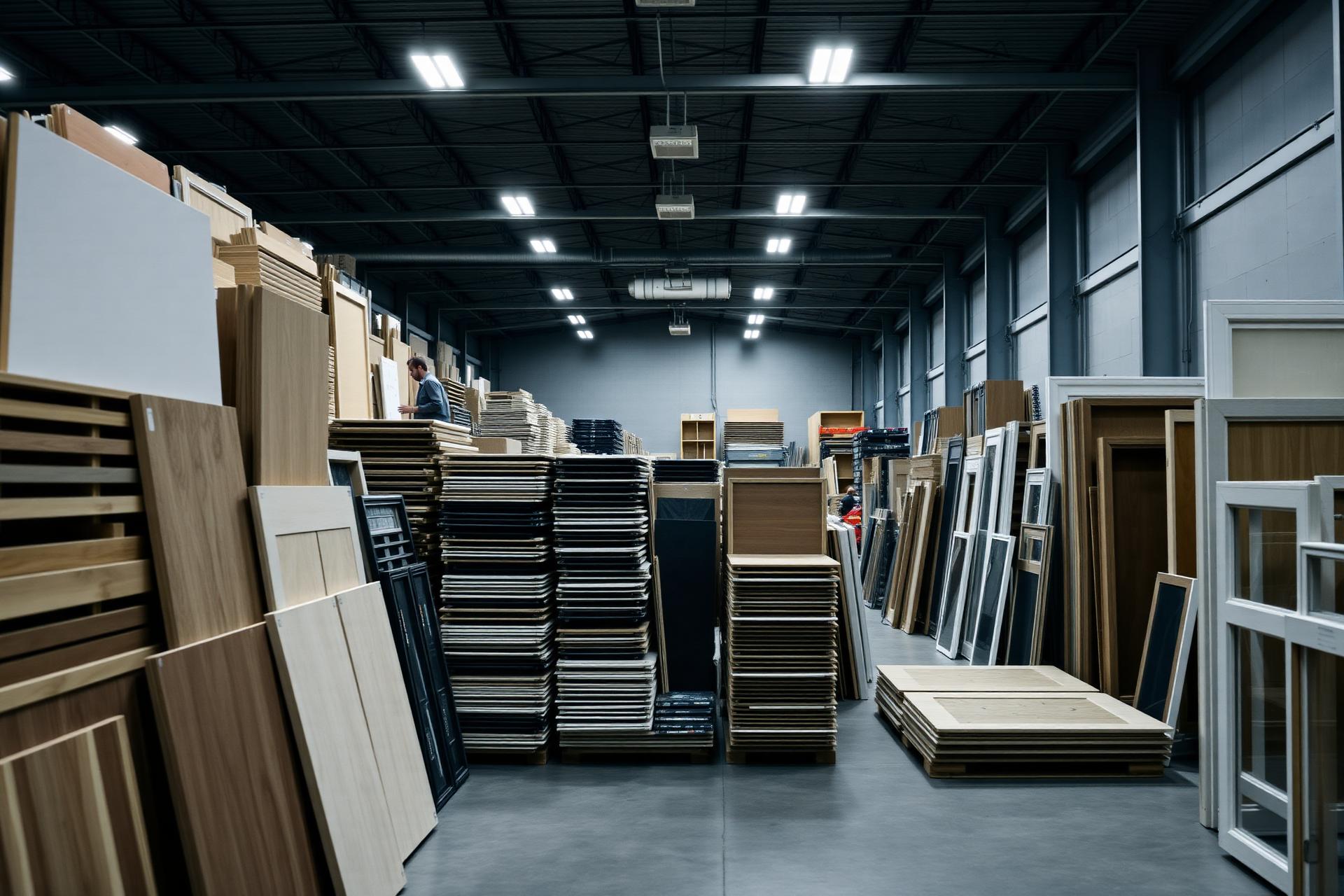 Prograde Building Supplies warehouse stocked with doors, windows and cabinets